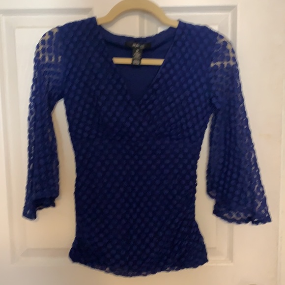 Style & Co PP Royal Blue Blouse with Bell Sleeves - Picture 2 of 8
